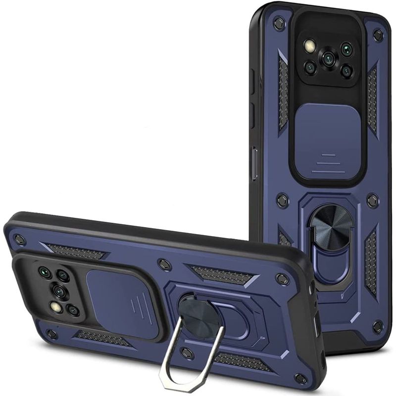 GENERICO - Funda Case Protector Slider Compatible Xiaomi Poco X3 Y X3 Pro Azul