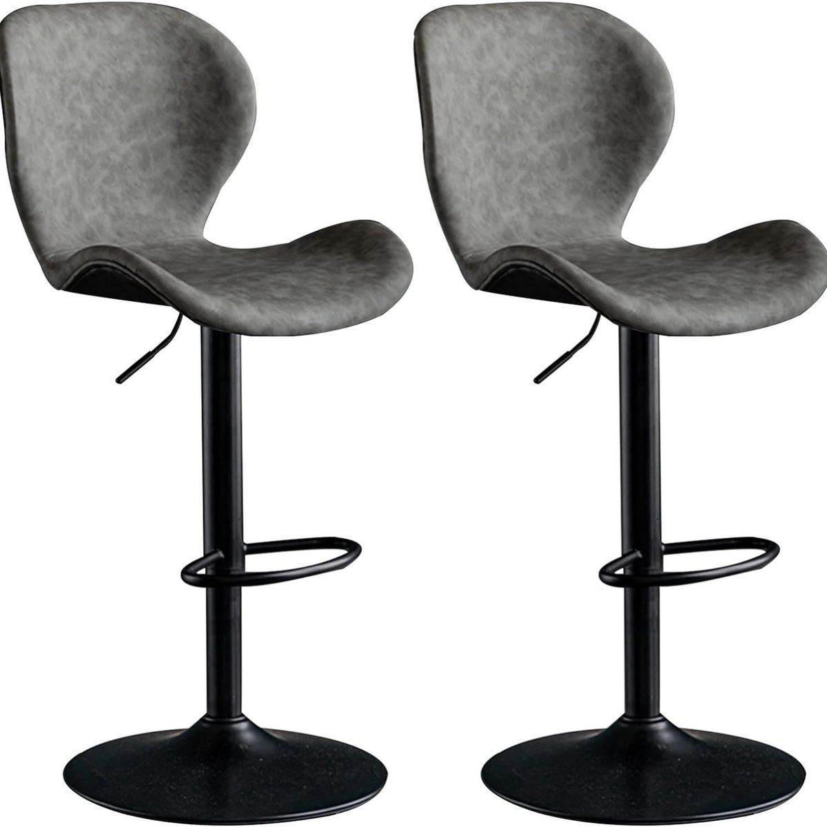 MOBLIHOUSE - Set X2 Silla Bar Bursa Con Altura Ajustable Color Gris