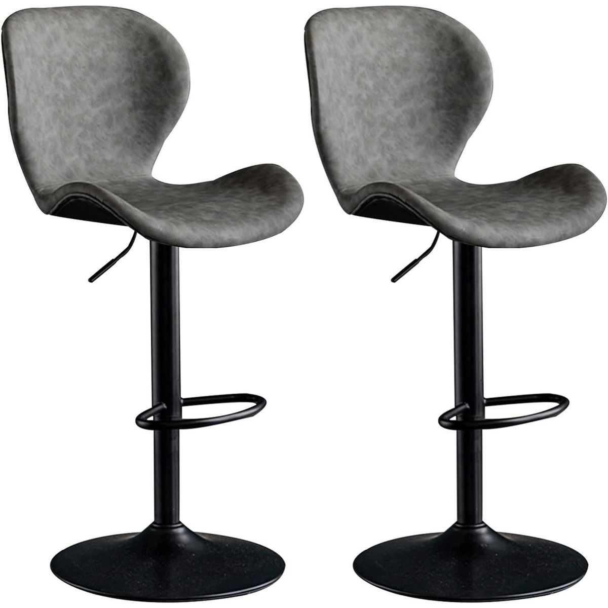 MOBLIHOUSE - Set X2 Silla Bar Bursa Con Altura Ajustable Color Gris