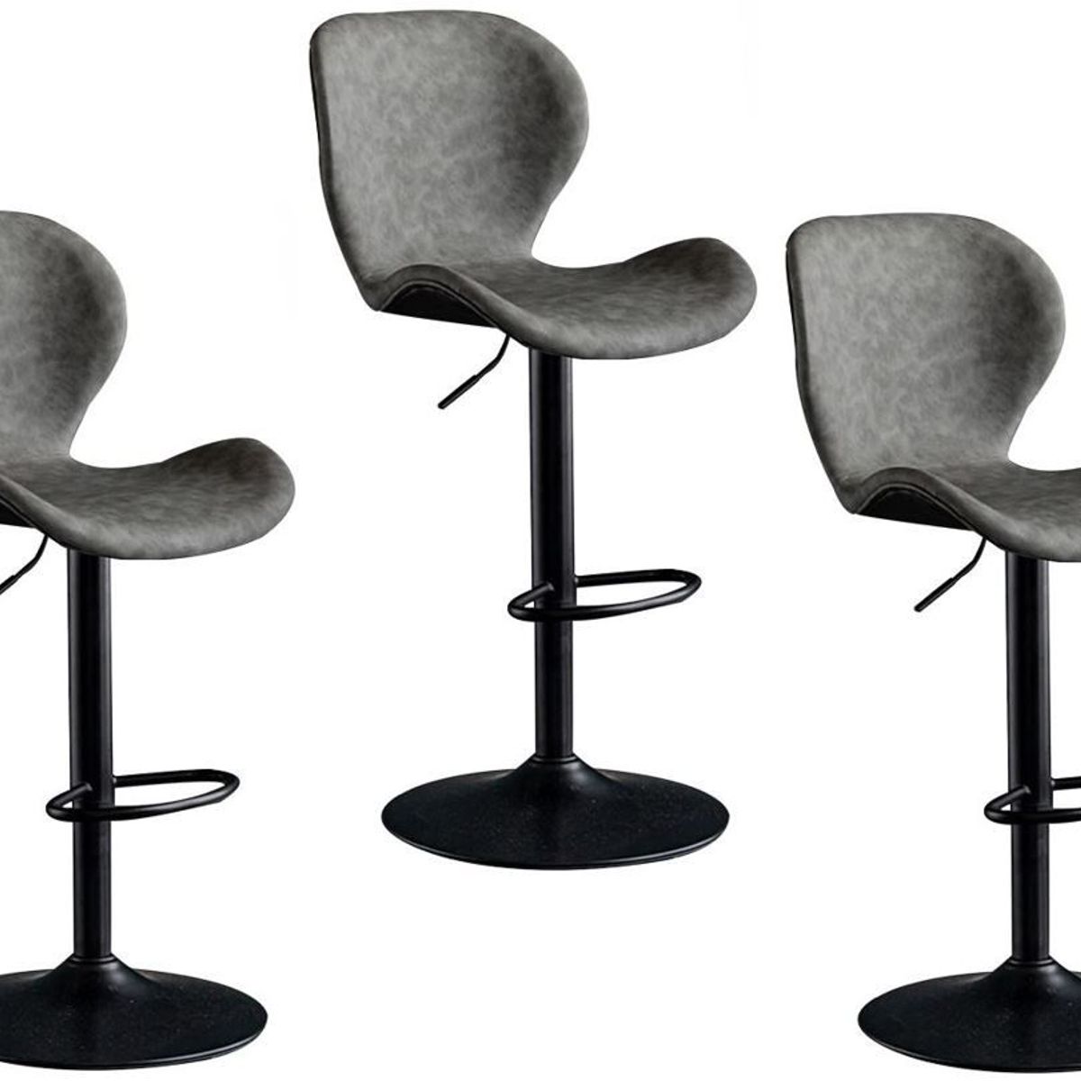MOBLIHOUSE - Set X3 Silla Bar Bursa Con Altura Ajustable Color Gris
