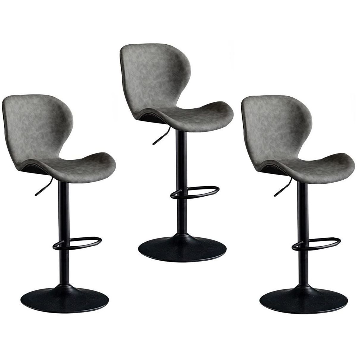 MOBLIHOUSE - Set X3 Silla Bar Bursa Con Altura Ajustable Color Gris
