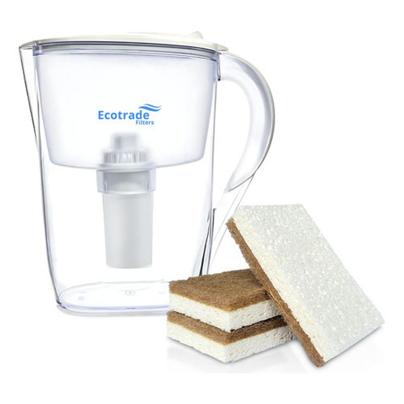 ECOTRADE - Jarra Purificadora Agua mas 3 Esponjas Biodegradables Ecotrade