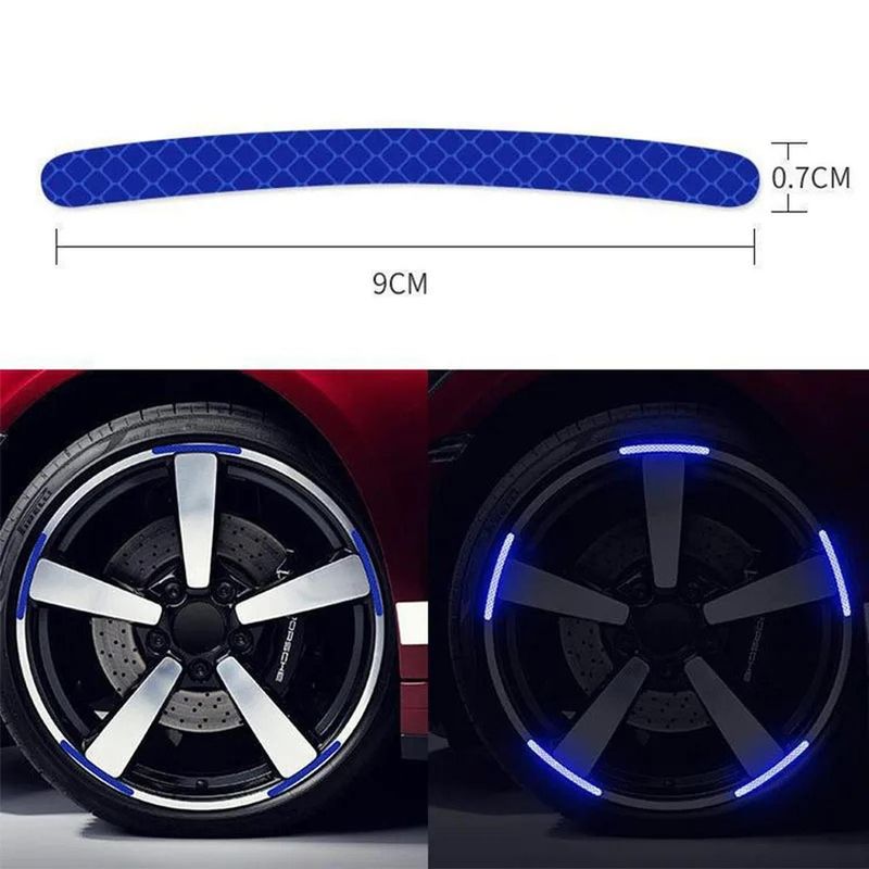 GENERICO - Pegatina reflectiva para llanta de auto - bicicleta - motocicleta - Azul