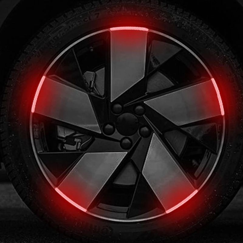 GENERICO - Pegatina reflectiva para llanta de auto - bicicleta - motocicleta - Rojo