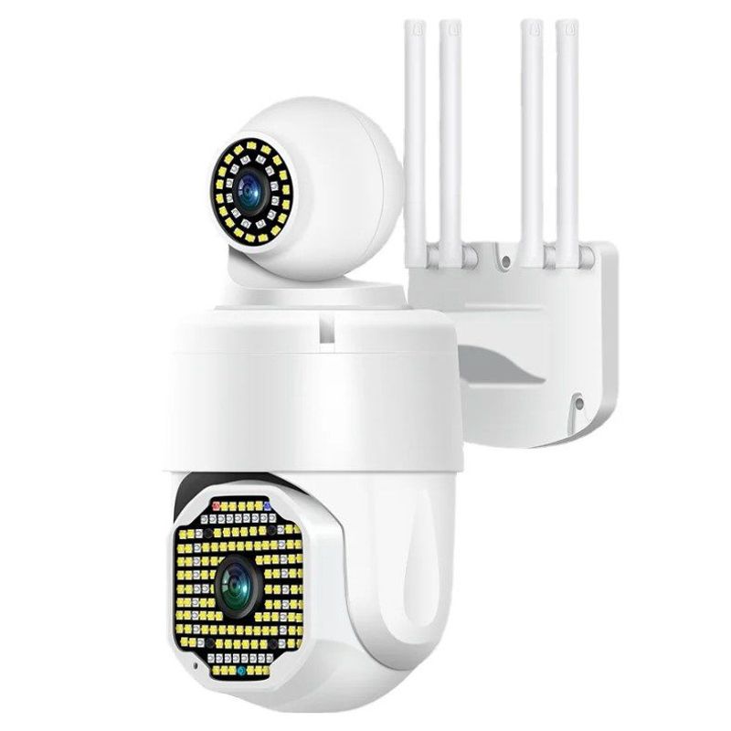 GENERICO - Cámara De Seguridad 2 Lentes Roboticos 360° 4 Antenas 3mp Ip.