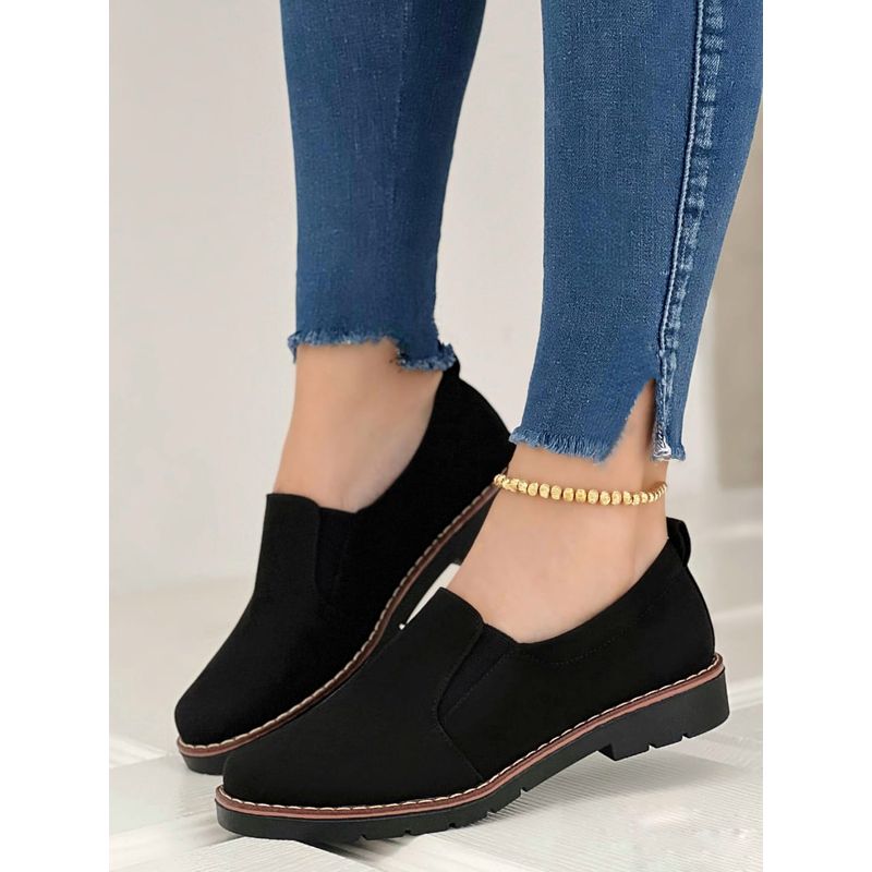 GENERICO - Mocasin Mujer Animal Print Tipo Bolichero Dama Comodo Cosido-Negro