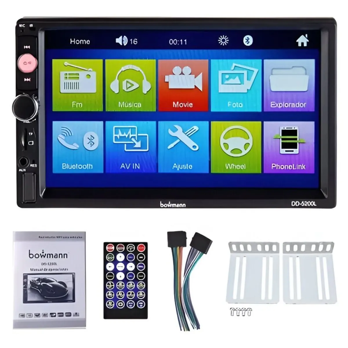 BOWMANN - Radio Carro Pantalla Bluetooth Mirrorlink Con Camara Bowmann DD-5200L