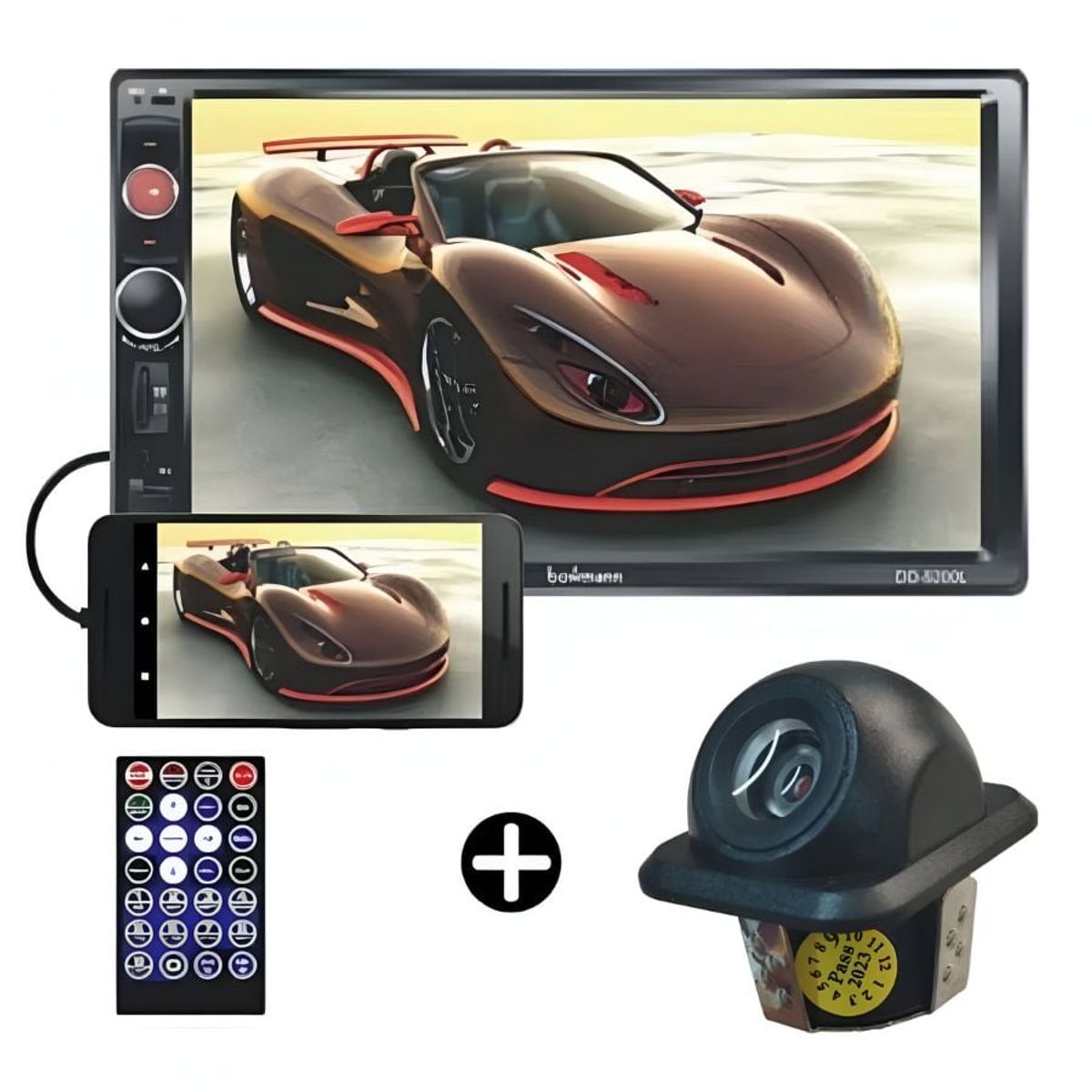 BOWMANN - Radio Carro Pantalla Bluetooth Mirrorlink Con Camara Bowmann DD-5200L