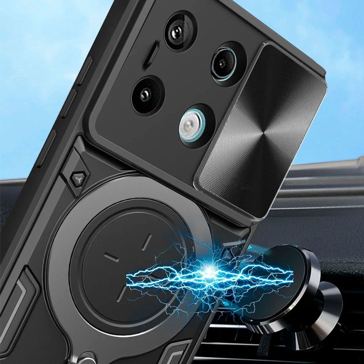 GENERICO - Estuche Proteccion Camara Para Xiaomi Redmi Note 13 Pro 5G Negro