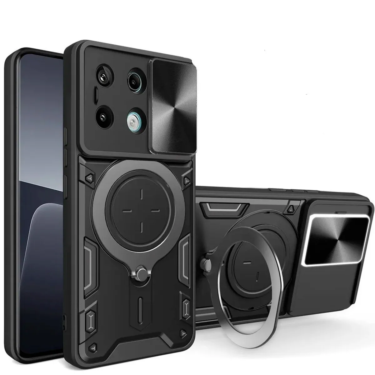 GENERICO - Estuche Protector Cámara Redmi Note 13 5G Doble Capa con Soporte Y Cubierta para Lente