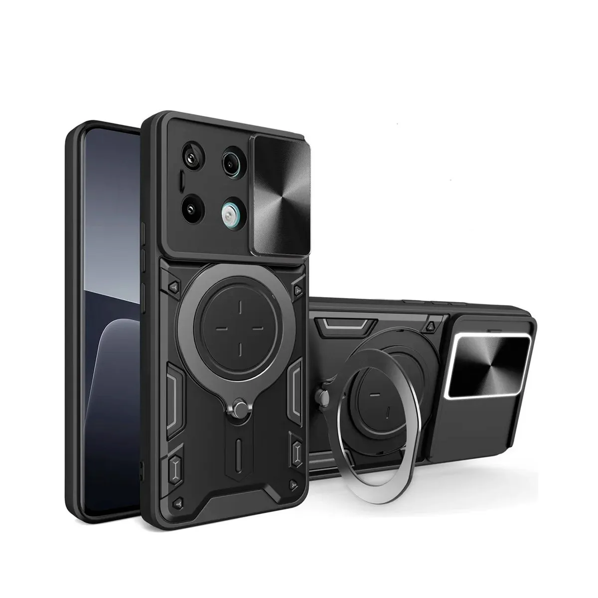 GENERICO - Estuche Protector Cámara Redmi Note 13 5G Doble Capa con Soporte Y Cubierta para Lente