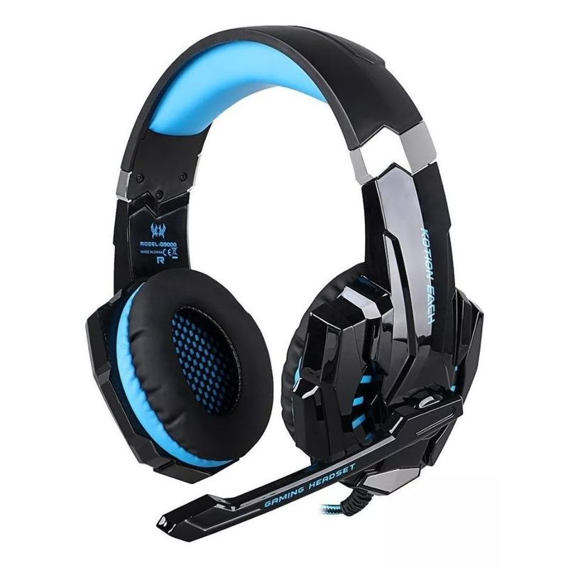 GENERICO - Audífonos gamer Kotion Each G4000 black y blue con luz LED