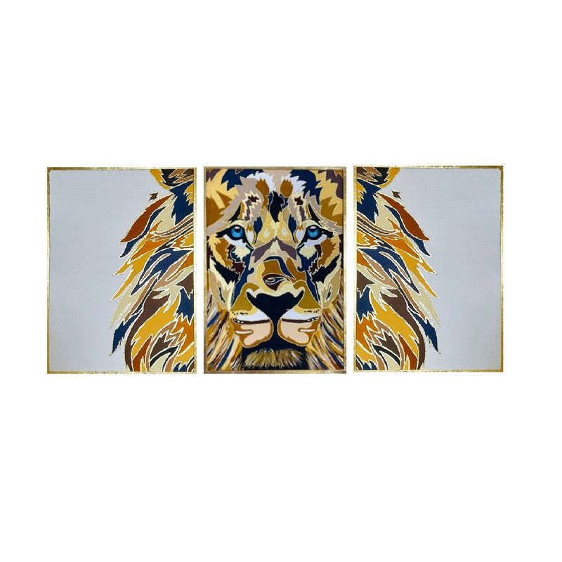 GENERICO - CUADRO LEON  GRANDE TRIPTICO 210X100cm