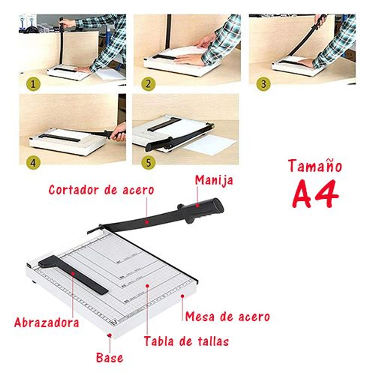 GENERICO - Guillotina Cizalla Palanca A4 Corta 10 Hojas 10 X 10