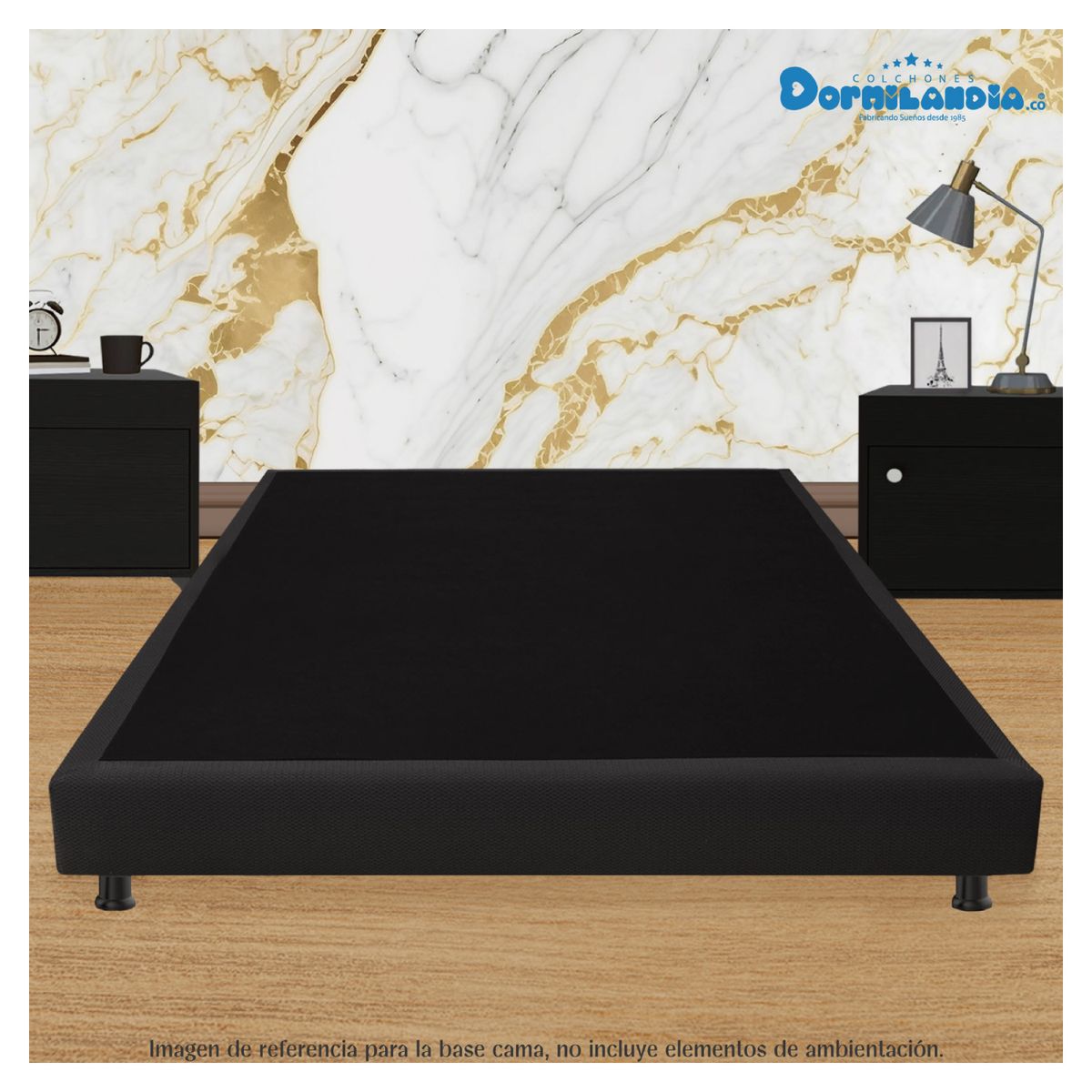 DORMILANDIA - Base Cama Entera Negra Semidoble Dormilandia