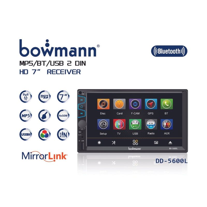 BOWMANN - Radio Carro Pantalla Tactil 7 Mirrorlink USB SD Bowmann DD-5600L