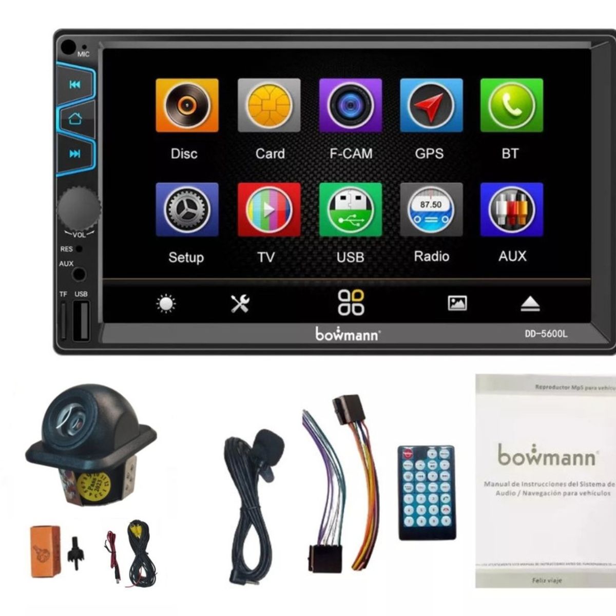 BOWMANN - Radio Carro Pantalla Tactil 7 Mirrorlink USB SD Bowmann DD-5600L