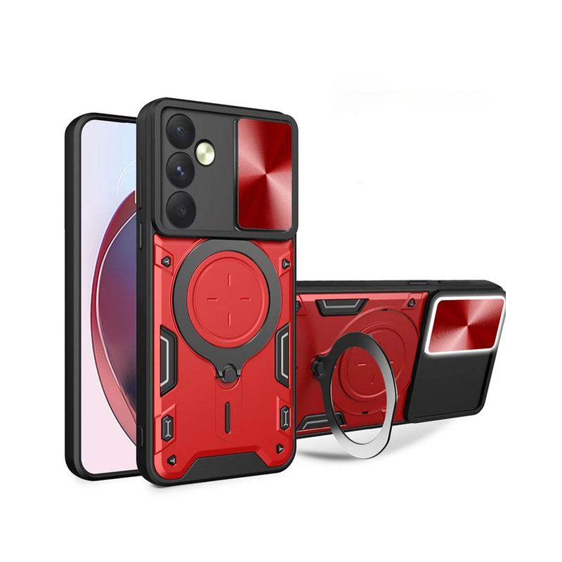 GENERICO - Estuche Proteccion Camara Con Soporte Para Samsung A05S Rojo