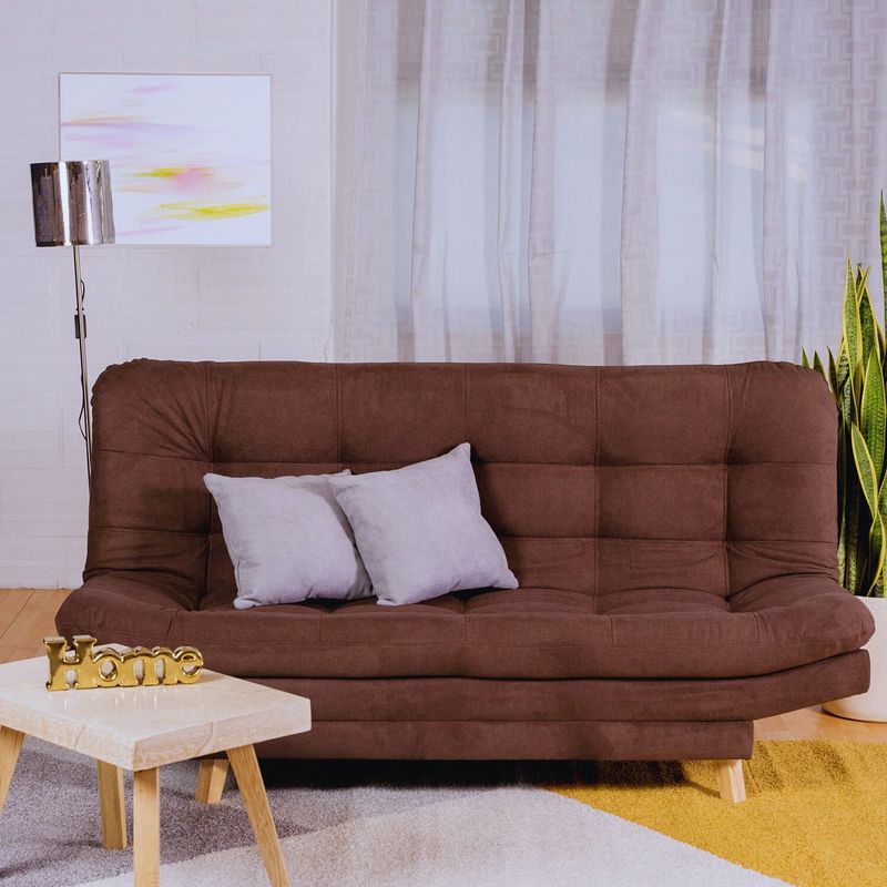 ARMONIA HOME - Sofá Cama Valencia Chocolate 3 PTOS + Cojines