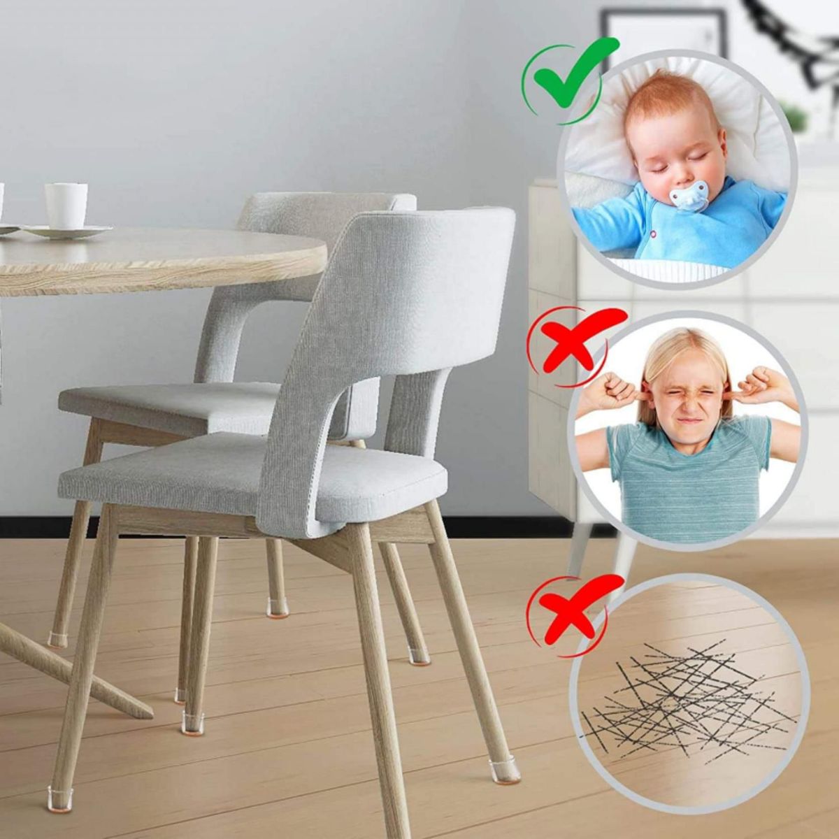 GENERICO - Kit X8 pcs Protectores Pata Silla y muebles Fundas Silicona L