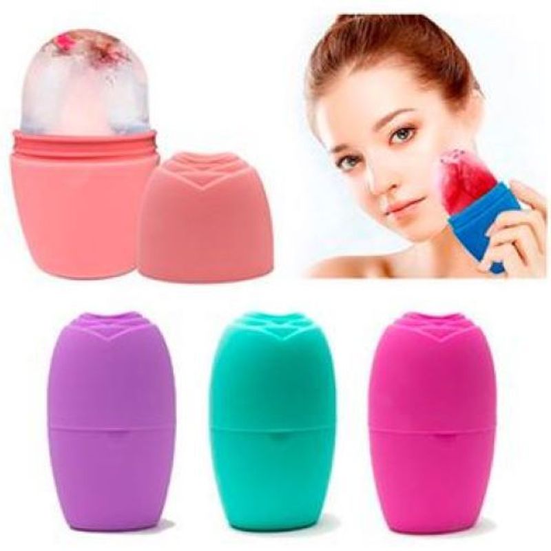 masajeador facial molde de hielo color rosa hieloterapia