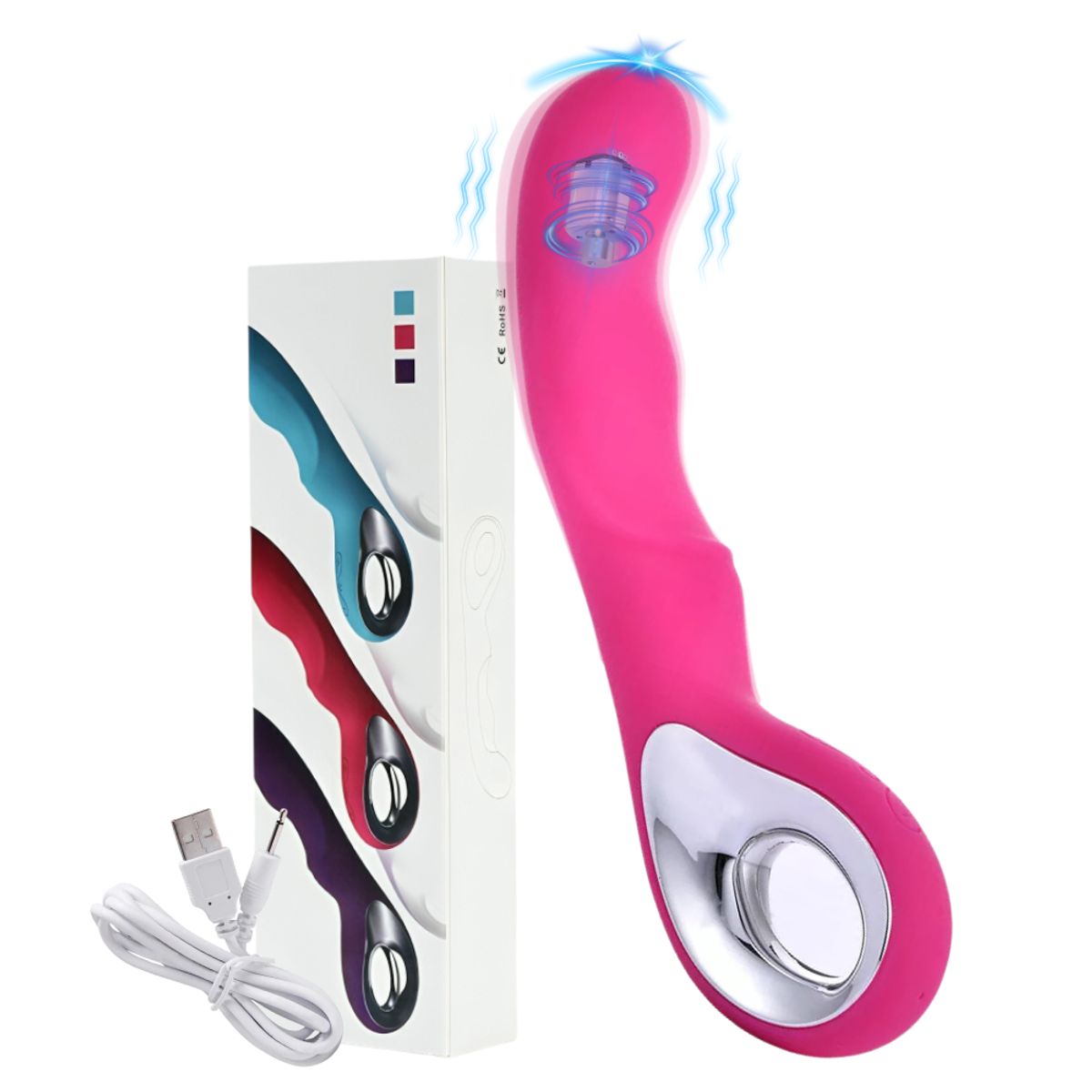 GENERICO - Vibrador Consolador Punto G Recargable Juguete Sexual Fucsia