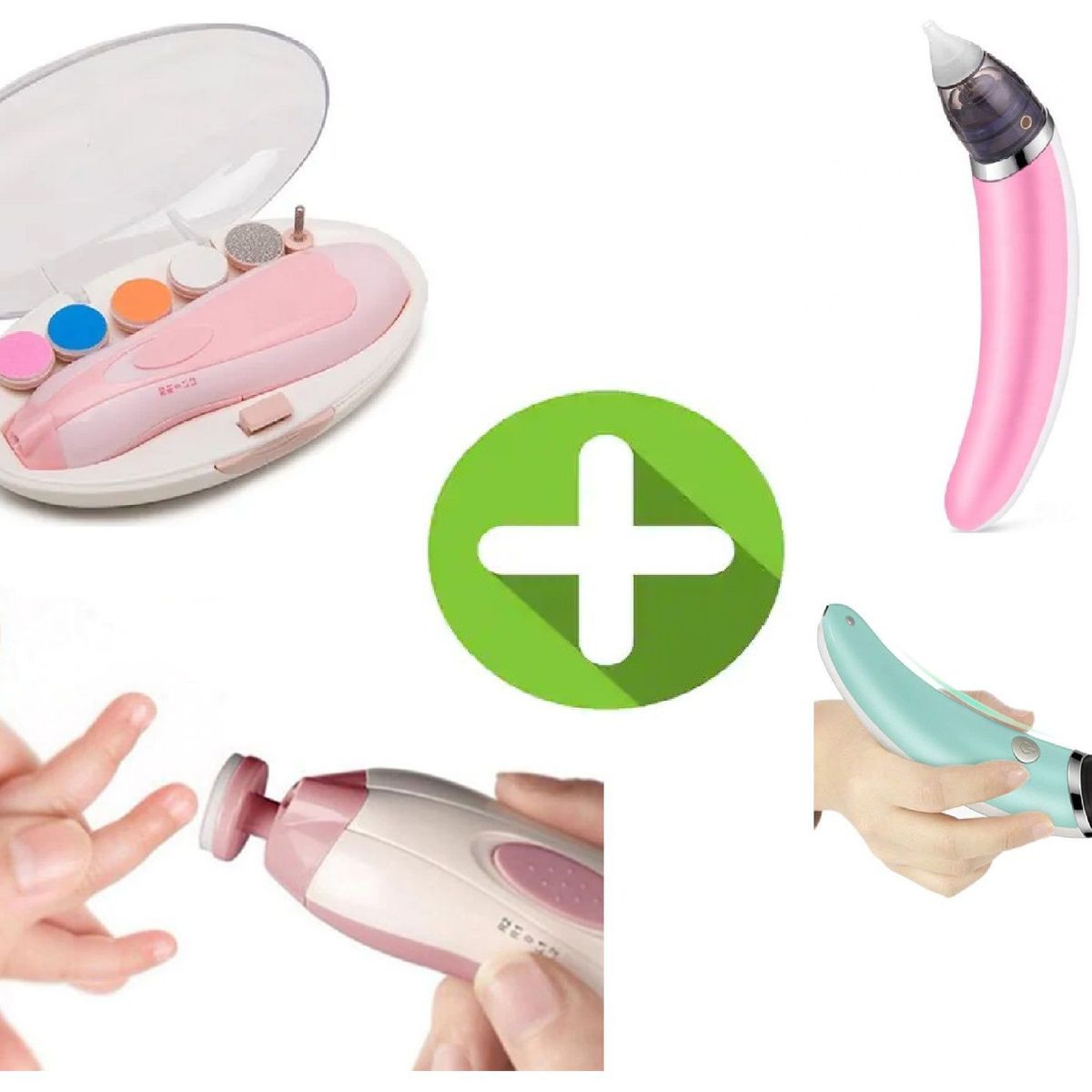 GENERICO - Lima Eléctrica + Aspirador Nasal Eléctrico Cuidado Bebe ROSA
