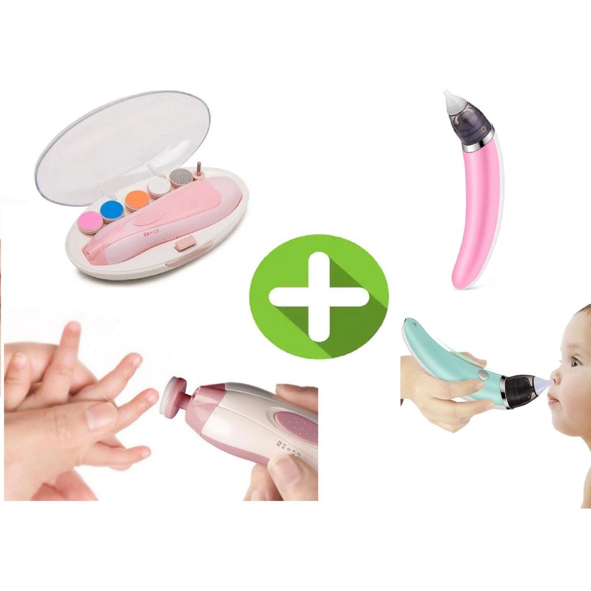 GENERICO - Lima Eléctrica + Aspirador Nasal Eléctrico Cuidado Bebe ROSA