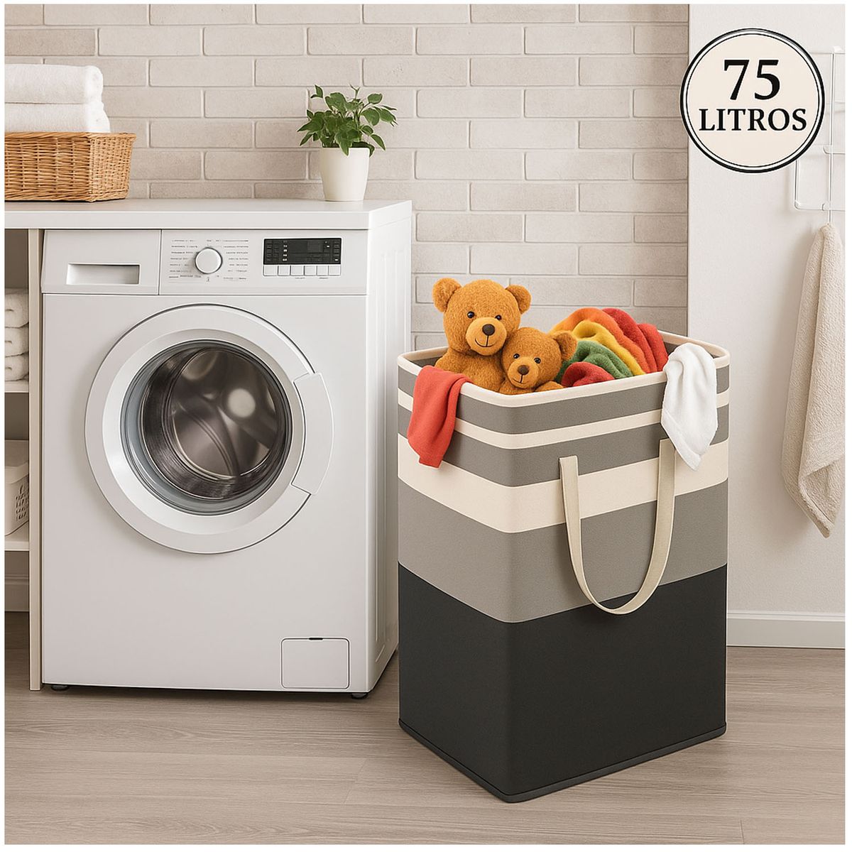 ONE PIXEL - Cesto Canasto funda Para Ropa Sucia Grande Capacidad 75Litros