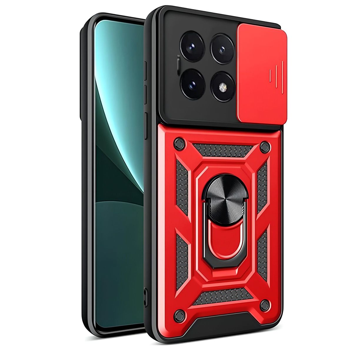 GENERICO - Funda Protector Cámara Slider Compatible Xiaomi Poco X6 Pro 5G Rojo