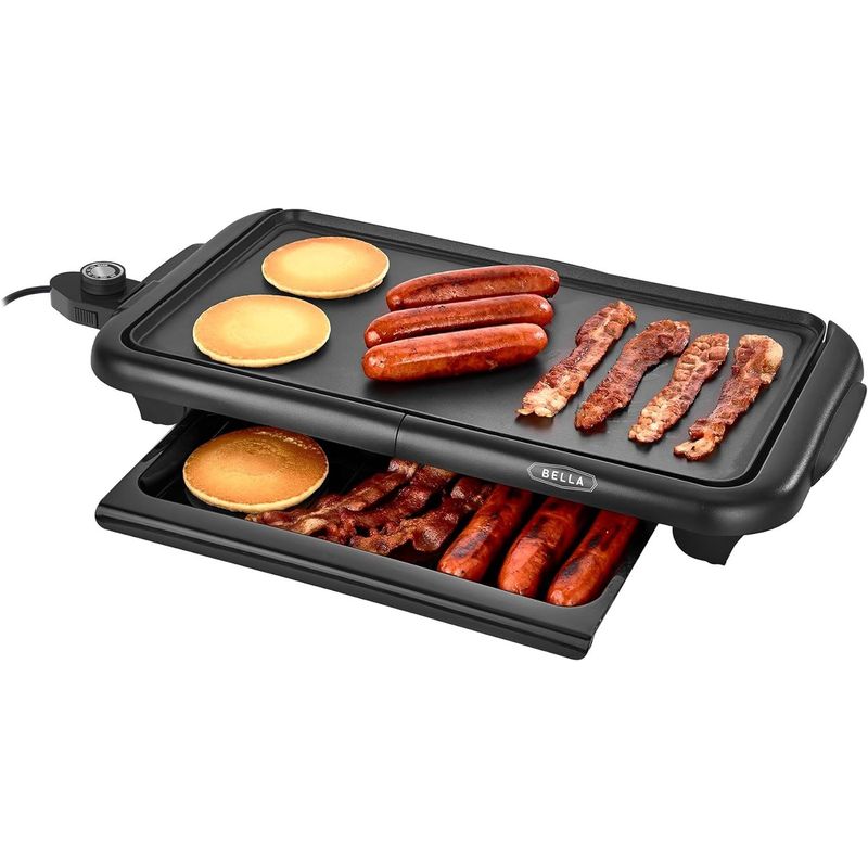 BELLA - Parrilla y Plancha Eléctrica con Bandeja de Calentamiento Bella