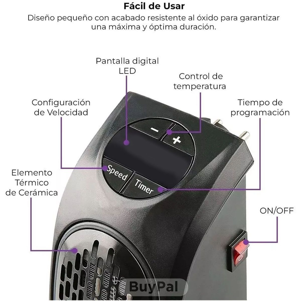 ONE PIXEL - Calefactor Portatil Pared Temperatura Casa Calentador De Ambiente
