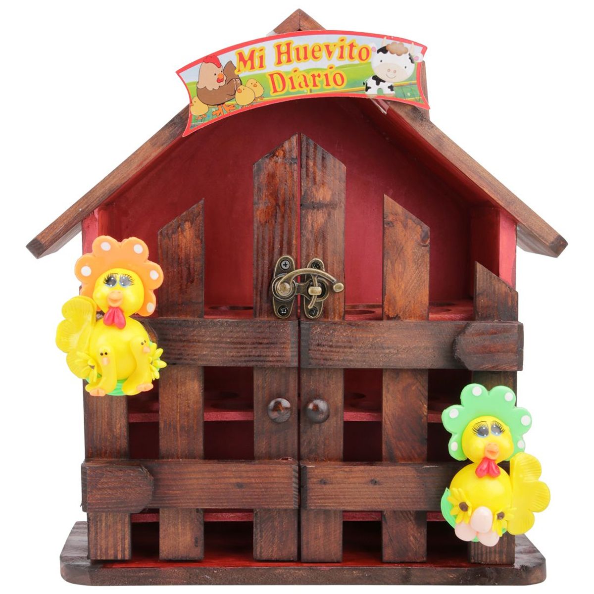 GENERICO - Huevera Organizador en Madera tipo Casa X 30 Unidades INCO 01 Rojo