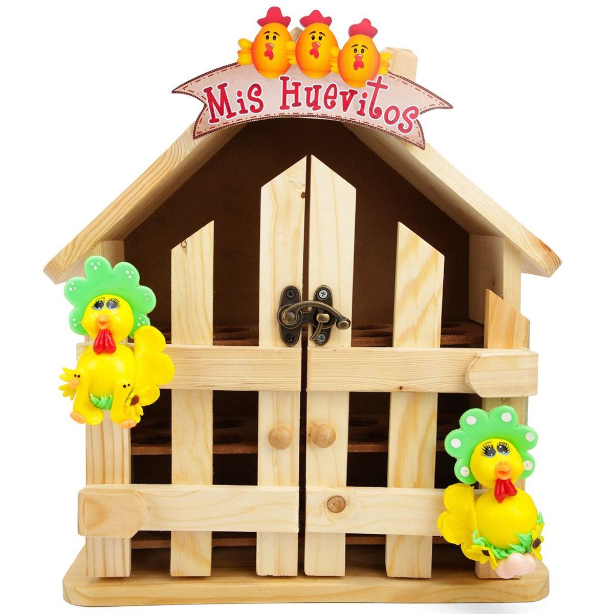 INCO - Huevera Organizador en Madera tipo Casa X 30 Unidades INCO 02 Natural