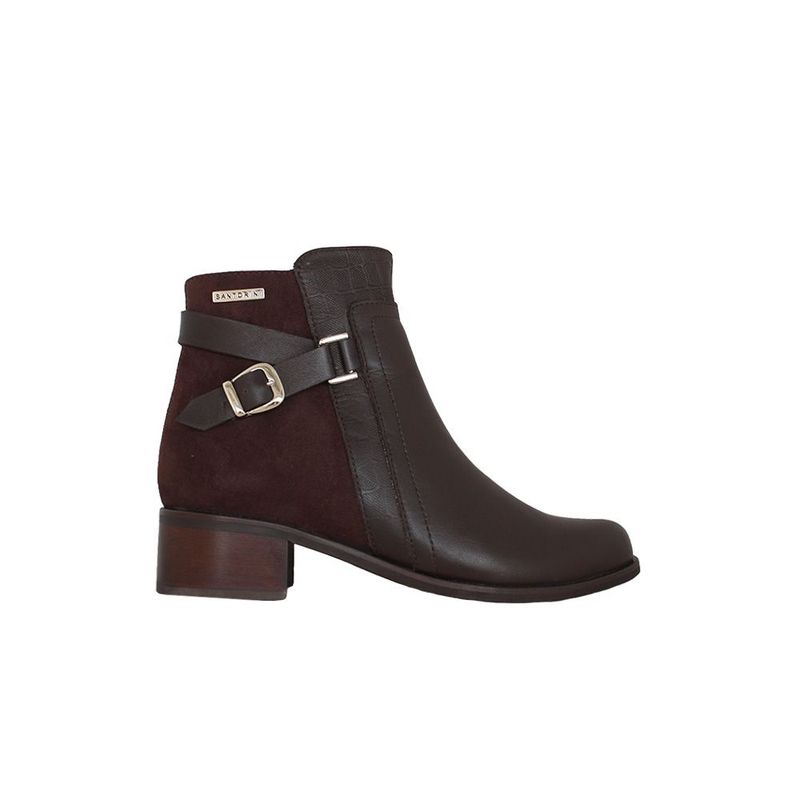 SANTORINI - BOTINES PARA MUJER PERETEA CUERO CAFÉ
