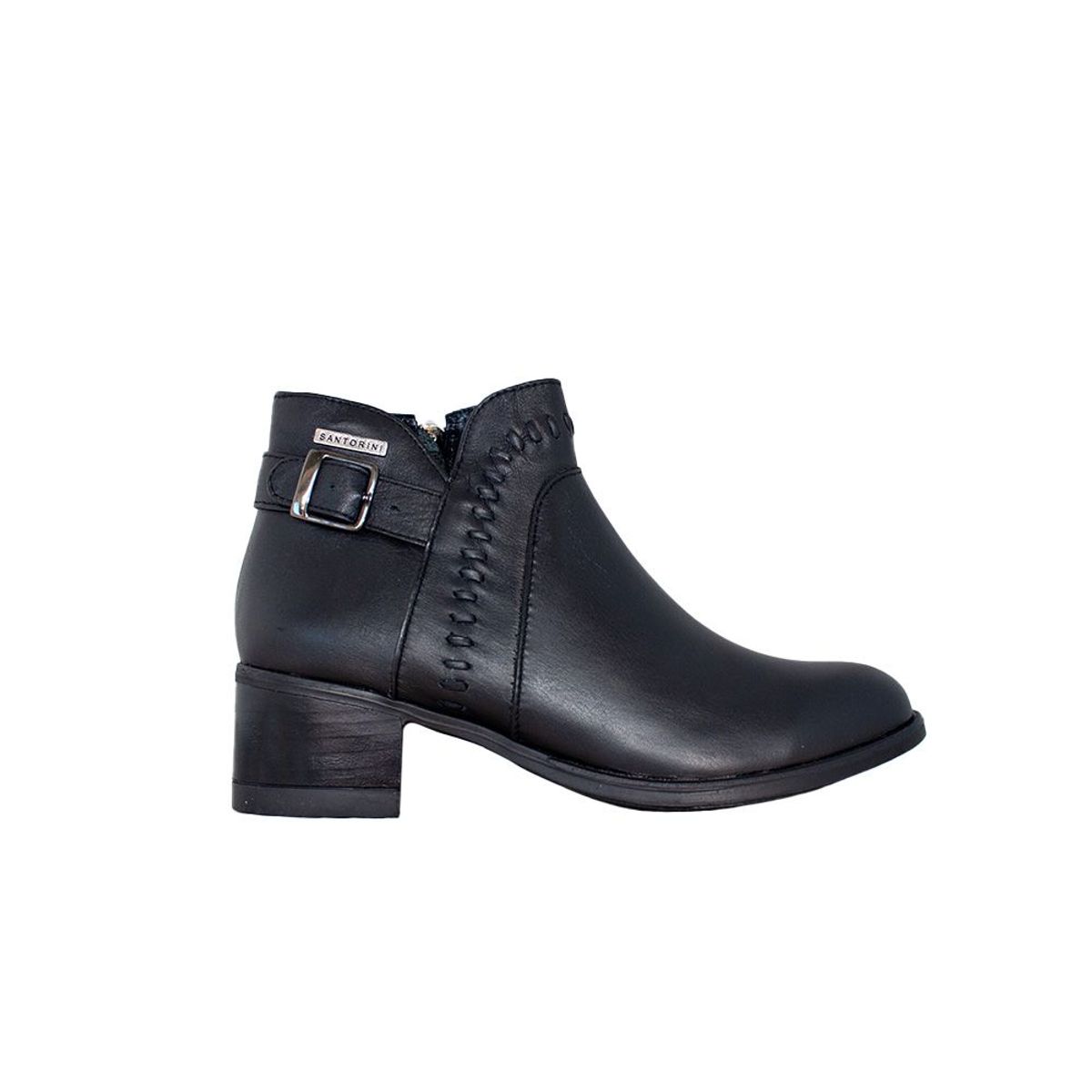 SANTORINI - BOTINES PARA MUJER SATEL CUERO NEGRO
