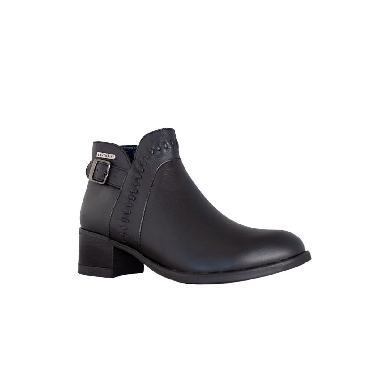 SANTORINI - BOTINES PARA MUJER SATEL CUERO NEGRO
