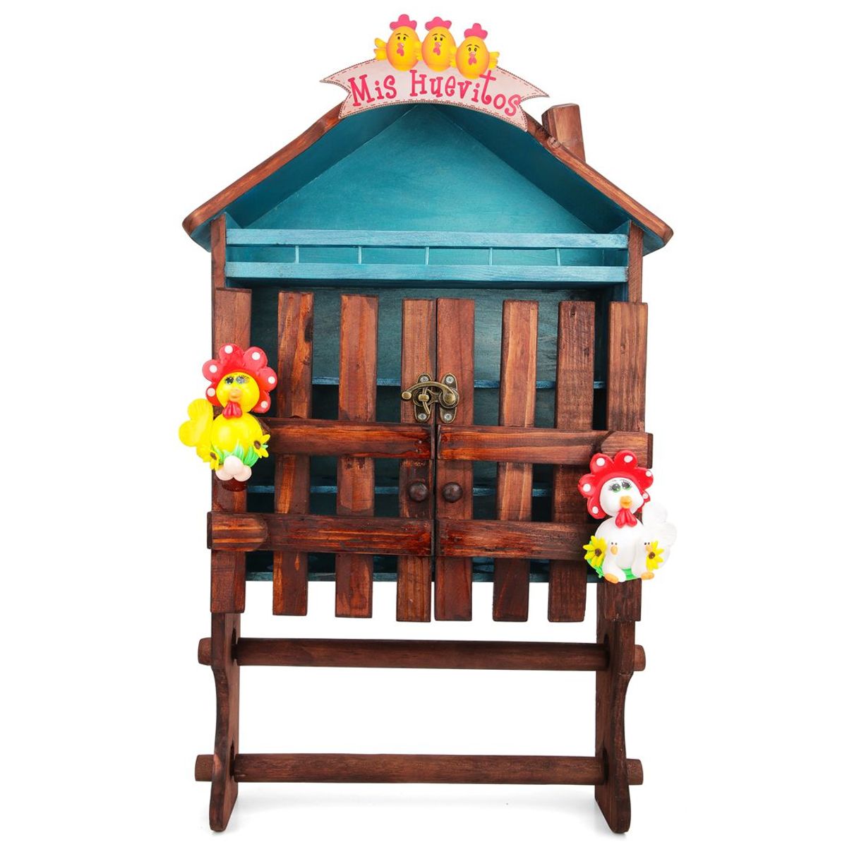 INCO - Huevera Organizador en Madera tipo Casa X 30 Unidades INCO 03 Azul