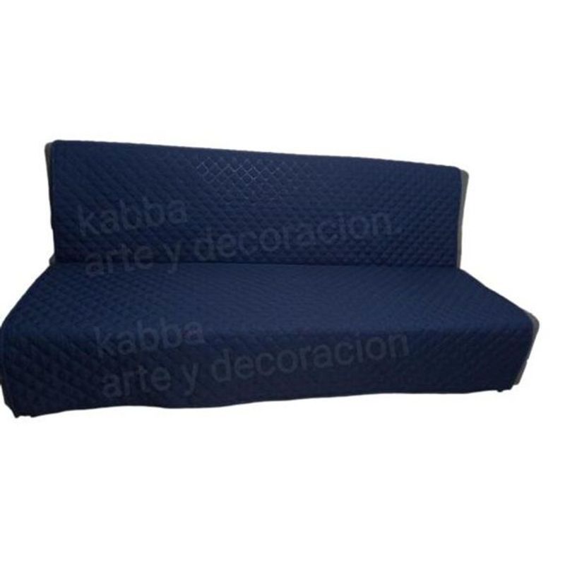 GENERICO - Protector Sofacama Sin Brazos 3 Puestos Doble Faz Azul - Gris
