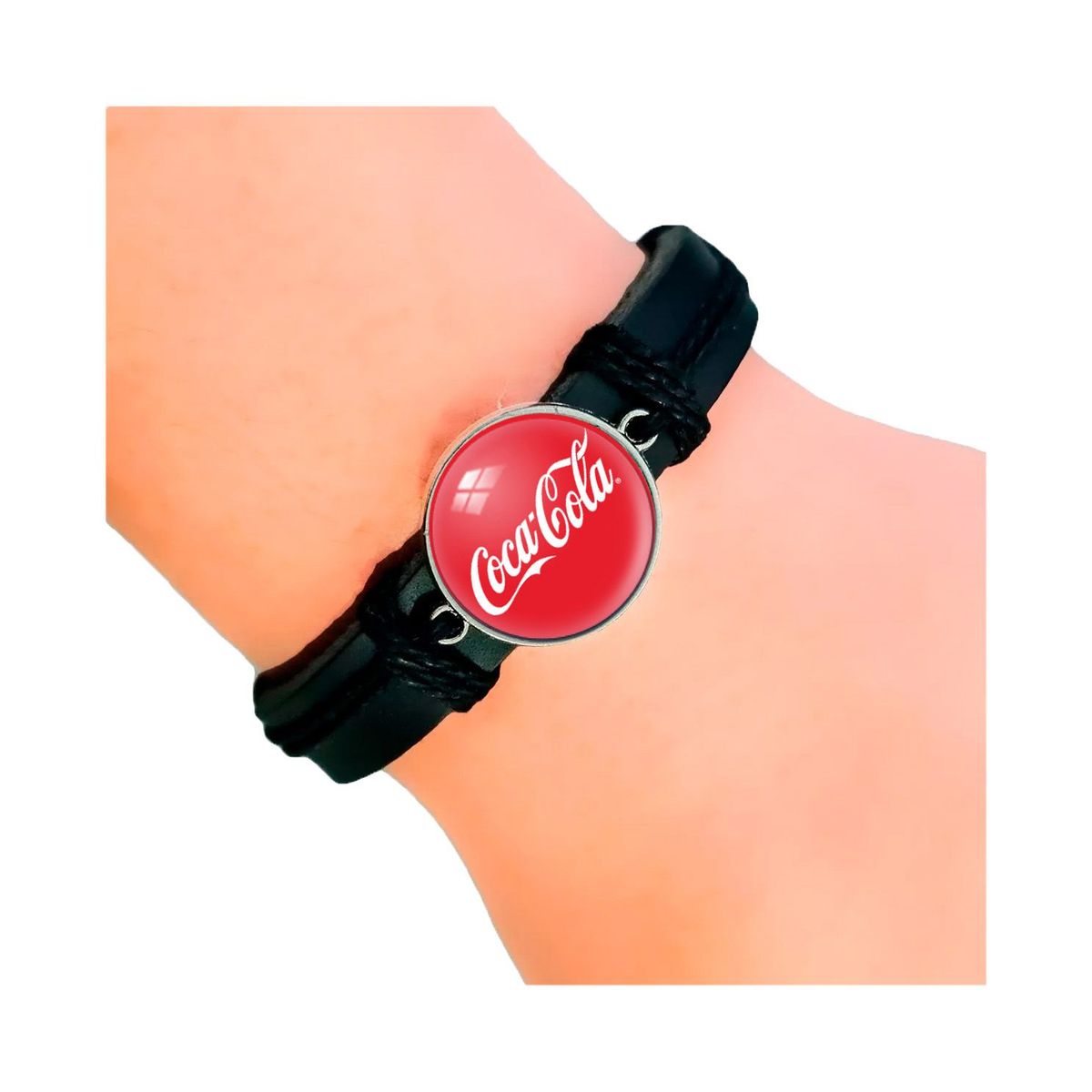 DAYOSHOP - Pulsera Cuero Cristal Coca Cola Cocacola Unisex + Estuche_.
