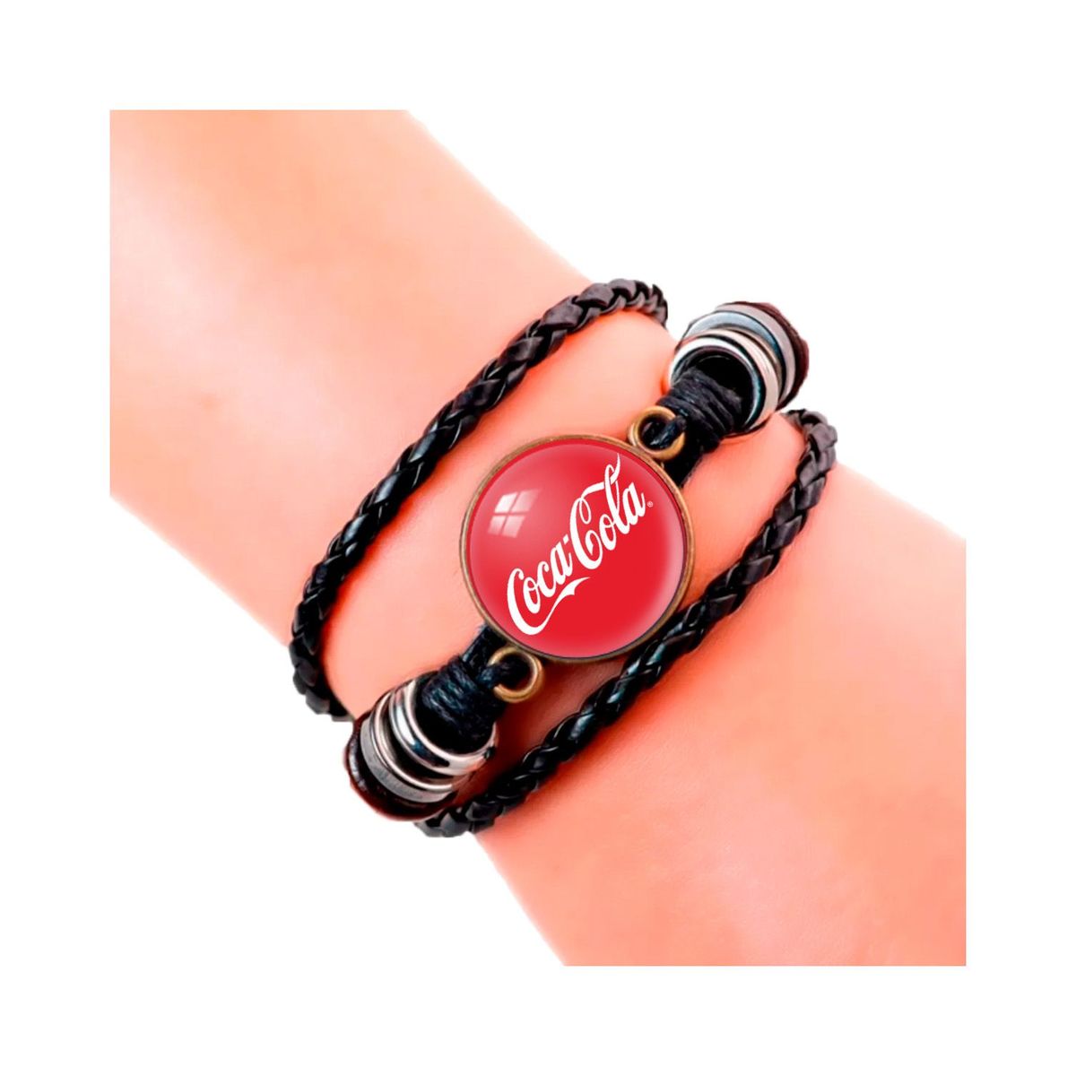 DAYOSHOP - Pulsera Cuero Cristal Coca Cola Cocacola Unisex + Estuche_.