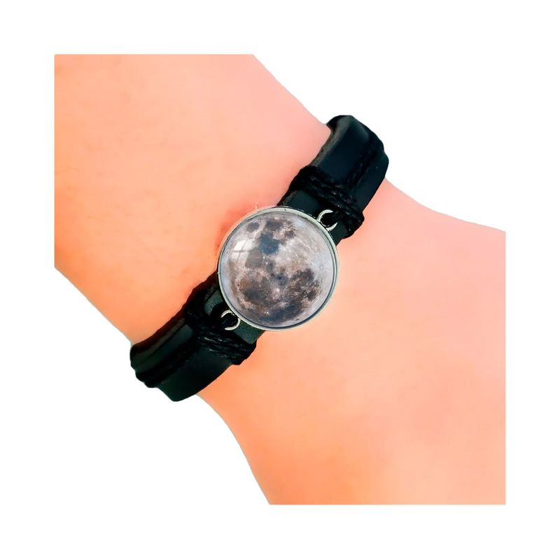 DAYOSHOP - Pulsera Cuero Cristal Luna Fase Lunar Unisex + Estuche_.