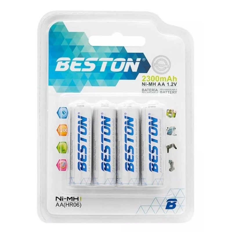BESTON - Pilas Beston Recargables Ni-MH AA x4 2300mAh