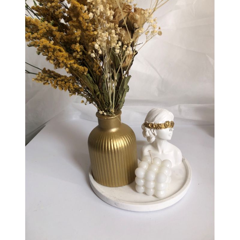DECORACIONES ALE Y GABI - FLORERO BASE DECORATIVA VELA Y FLORES