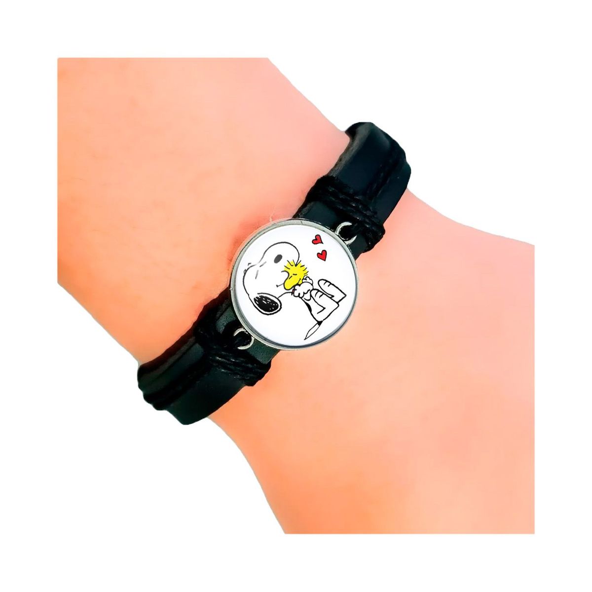 DAYOSHOP - Pulsera Cuero Cristal Snopy Unisex + Estuche_.