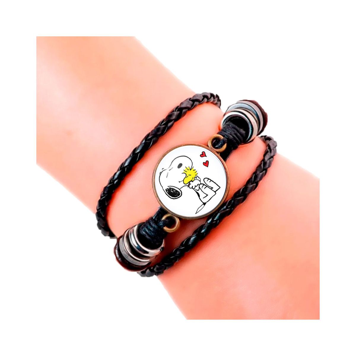 DAYOSHOP - Pulsera Cuero Cristal Snopy Unisex + Estuche_.