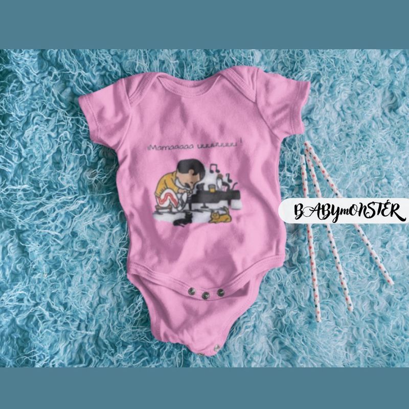 BABY MONSTER - Ropa Bebé Body-Bodie Rock Freddie Mercury Snoopy Baby Monster Rosado_.