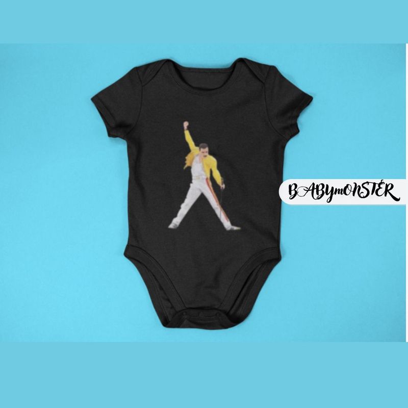 BABY MONSTER - Ropa Bebé Body-Bodie Rock Freddie Mercury Baby Monster Negro_.