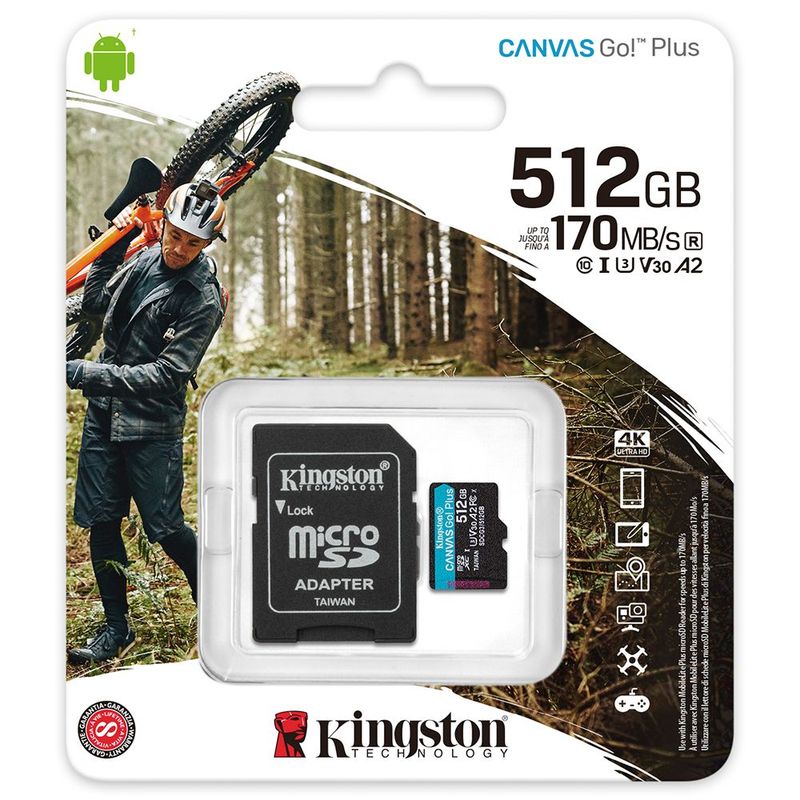 KINGSTON - Memoria Micro SD Kingston 512GB Canvas Go Plus 4K