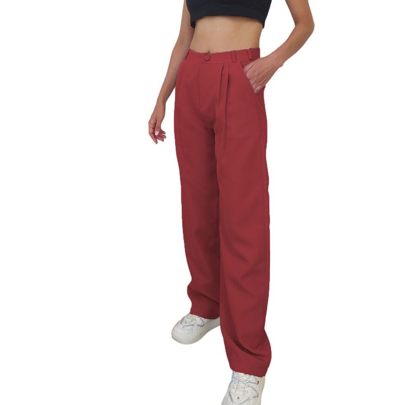 ASTRONAUT - Pantalón Para Mujer Bota Recta Ancha Pasadores Plisado Marca Astronaut